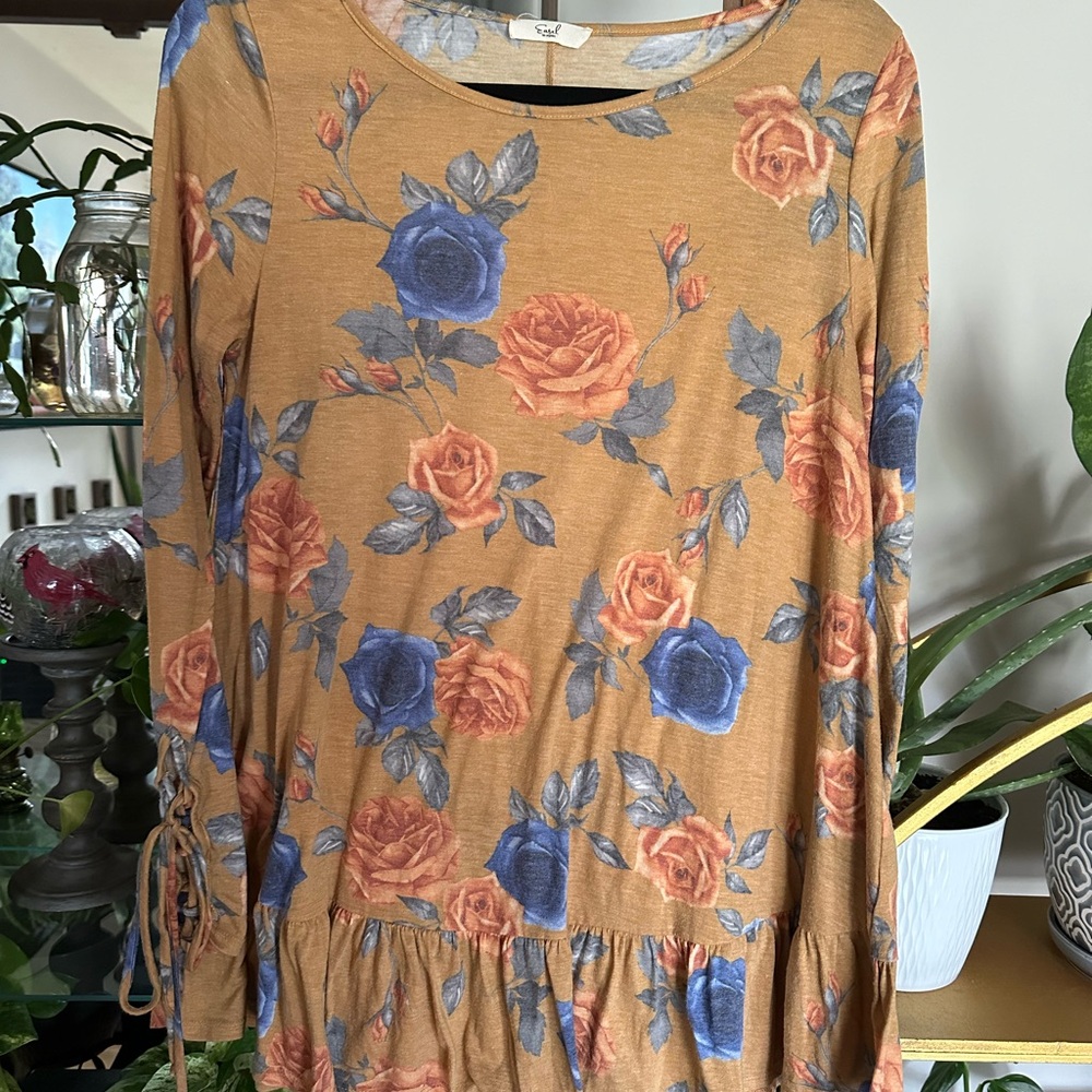 Floral Long Sleeve Tunic Top